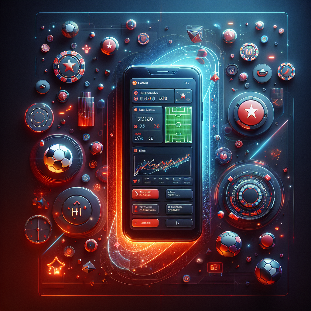 Banner con smartphone mostrando interfaz de Betwarrior App y elementos de apuestas deportivas y casino