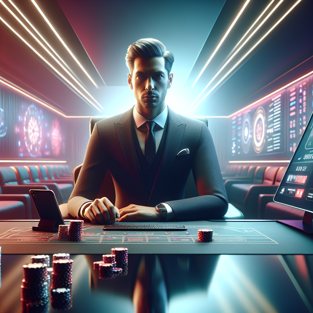 Usuario resolviendo acceso a BetWarrior en escritorio con dispositivos y luz moderna