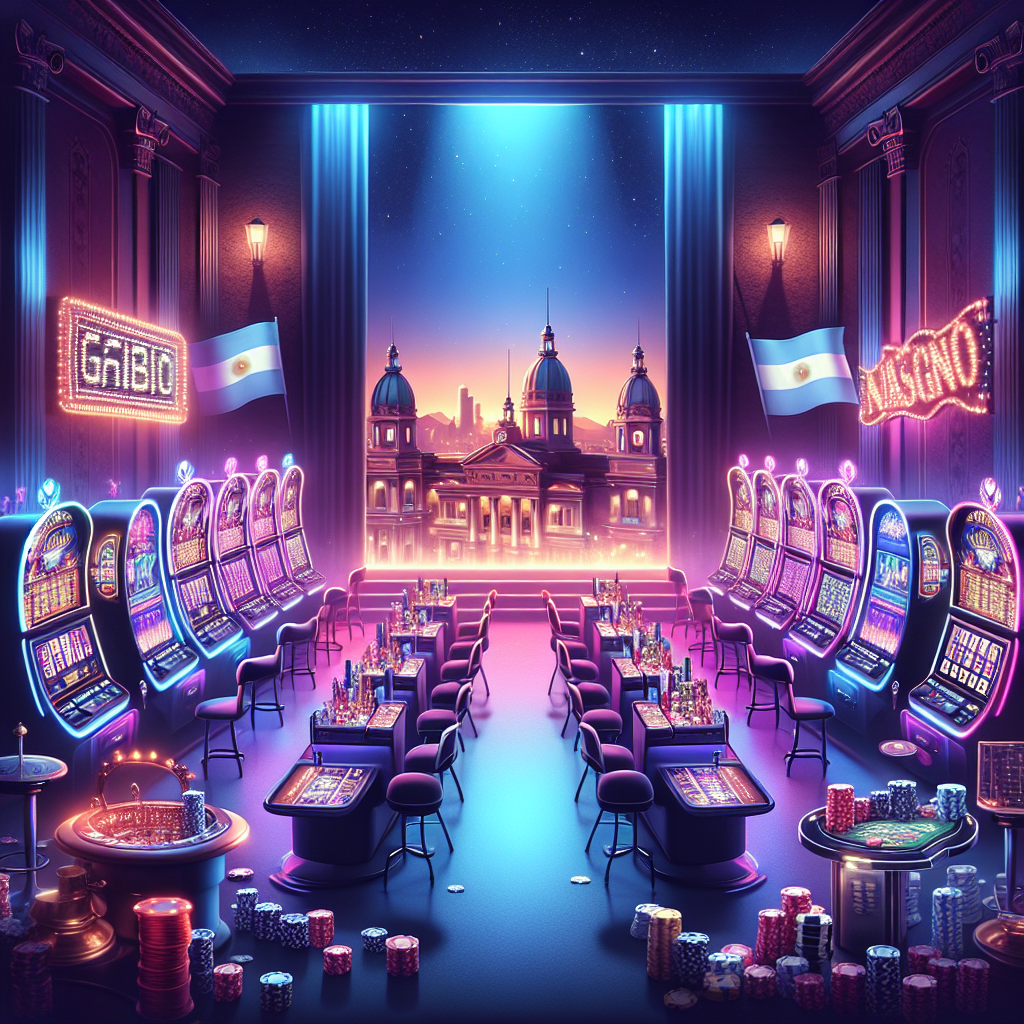 Banner ilustrando casino online con ambiente de Jujuy y máquinas tragamonedas luminosas
