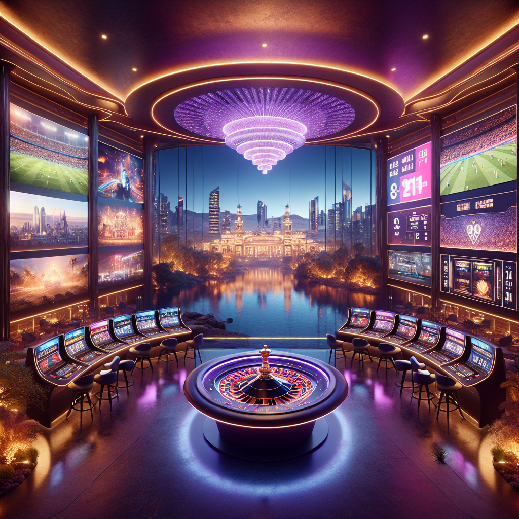 Casino moderno y apuestas deportivas online de BetWarrior Mendoza en ambiente nocturno.